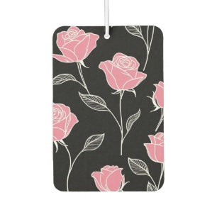 Pink roses on black car air freshener
