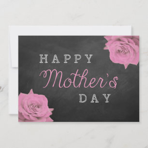 Pink Roses On Chalkboard Happy Mother's Day Invitation