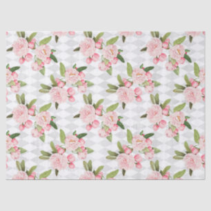 Pink Roses on Chequered Board Decouapge Tissue Paper