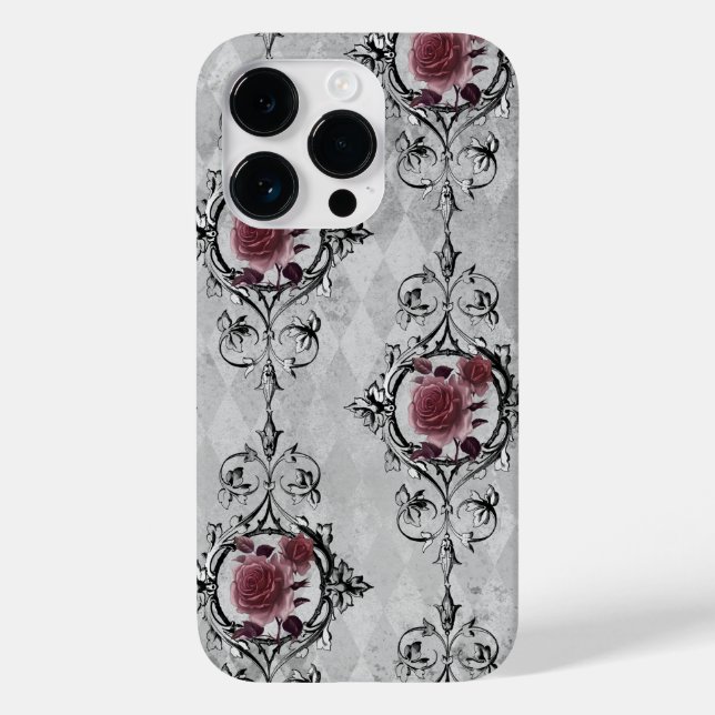 Pink Roses on Grey Background Case-Mate iPhone Case (Back)