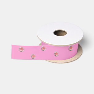 Pink Roses on Pink Satin Ribbon