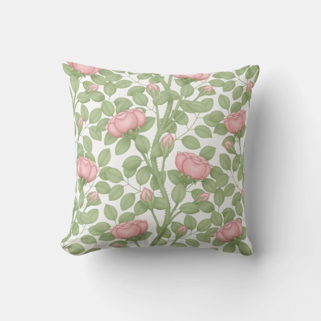 Pink Roses on white Cushion (Front)
