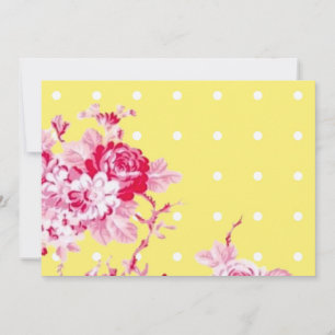 Pink Roses On Yelllow Wedding Invitation