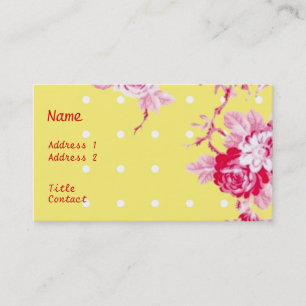Pink Roses On Yellow Business Card