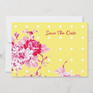 Pink Roses On Yellow Save The Date