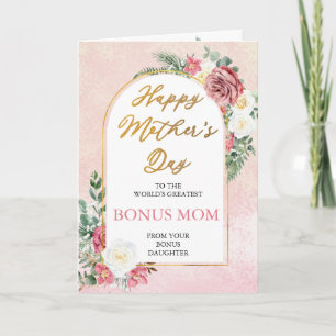 Pink Roses Orchid Happy Mother's Day Bonus Mum Card