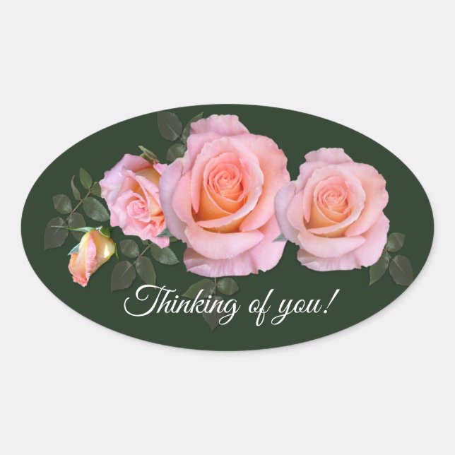 Pink Roses Oval Sticker (Front)