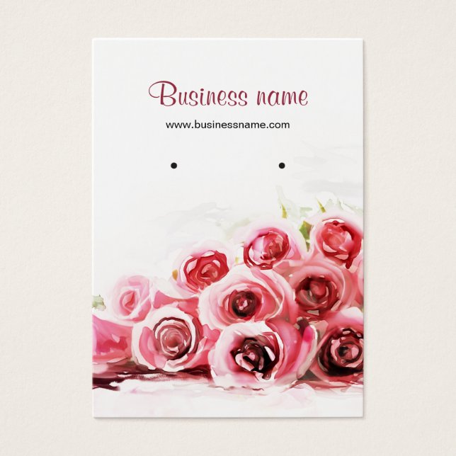 Pink Roses Painting Background Earring Cards (Front)