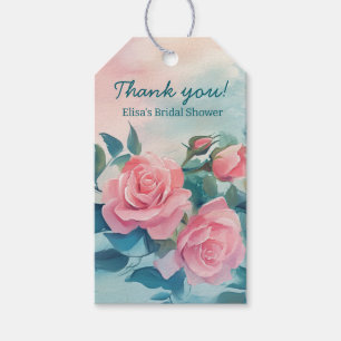 Pink Roses Painting Bridal Shower CUSTOM  Gift Tags