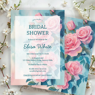 Pink Roses Painting Bridal Shower CUSTOM  Invitation