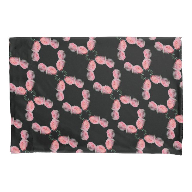 Pink Roses Pair Abstract Pattern Pillowcase (Front)