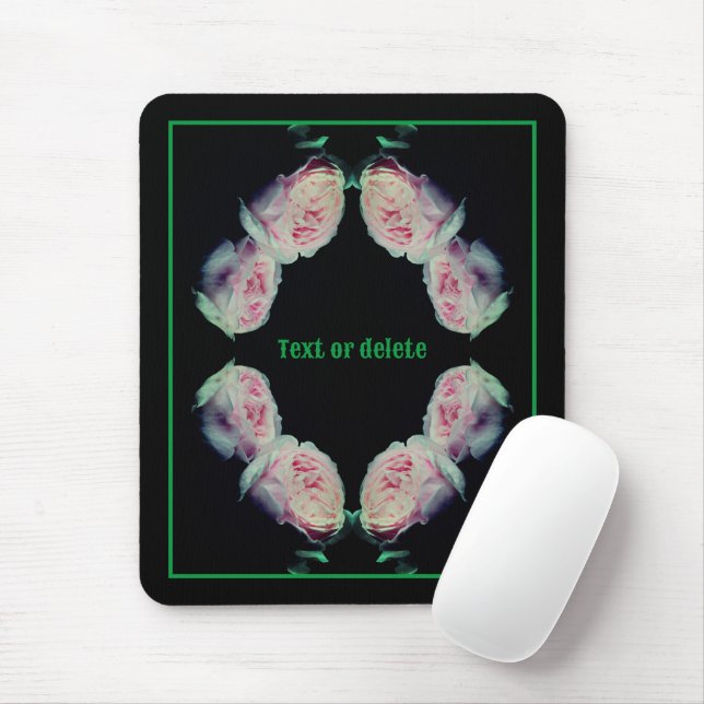Pink Roses Pair Abstract Personalised Mouse Mat (With Mouse)