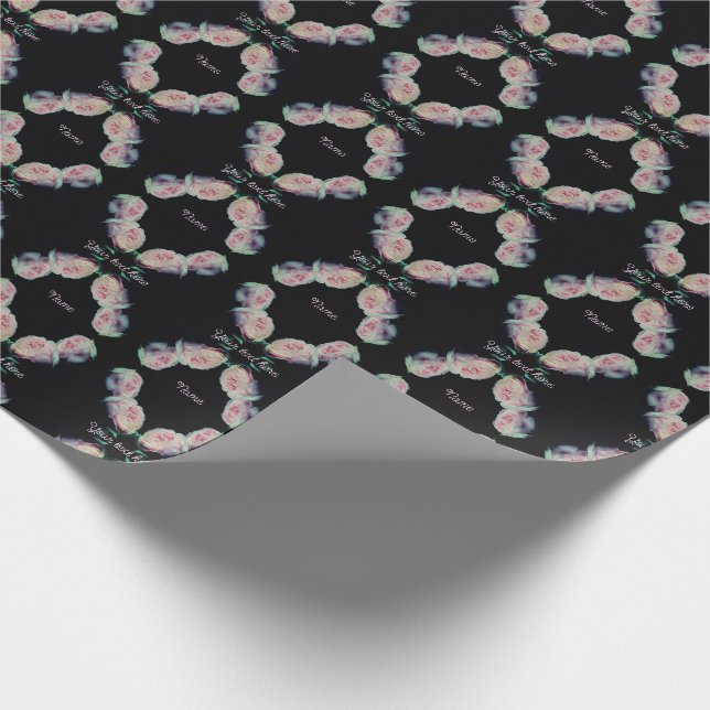 Pink Roses Pair Abstract Personalised Wrapping Paper (Corner)