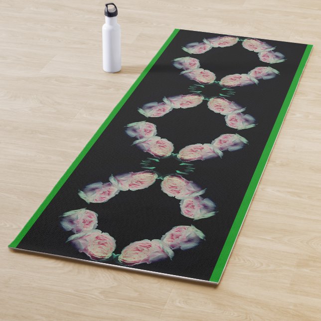 Pink Roses Pair Abstract Yoga Mat (In Situ)
