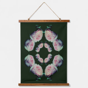 Pink Roses Pair Floral Nature Art Hanging Tapestry