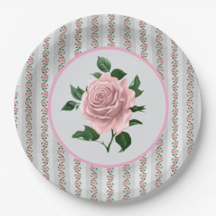 Pink Roses  Paper Plate
