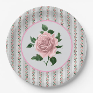 Pink Roses  Paper Plate