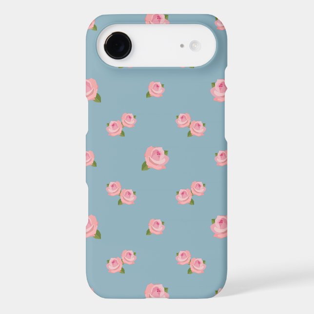Pink Roses Pattern on Blue (Back)