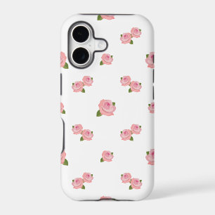 Pink Roses Pattern on White
