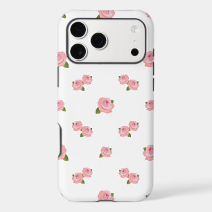 Pink Roses Pattern on White