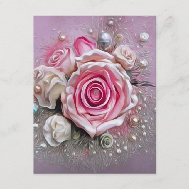 Pink Roses & Pearls Enclosure Card (Front)
