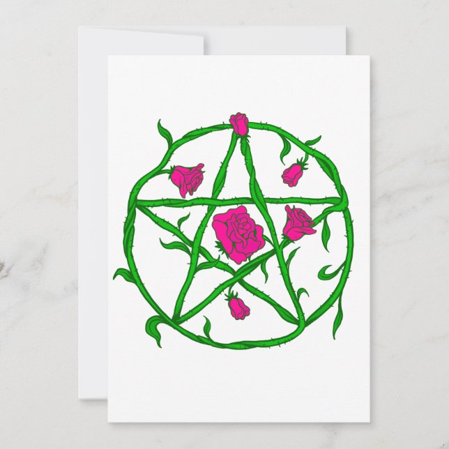 pink roses pentagram invitation (Front)