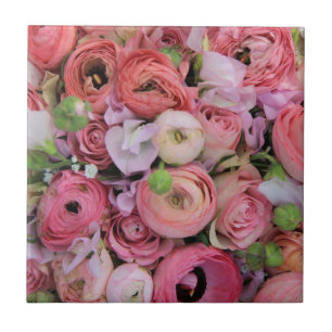 pink roses & peonies by Therosegarden Tile