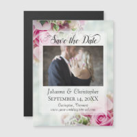 Pink Roses & Peonies Photo Wedding Save the Date