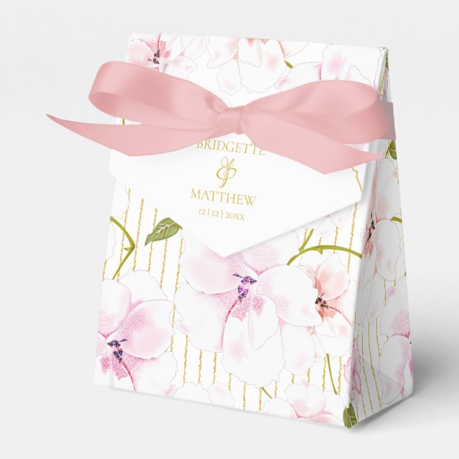 Pink Roses Personalised  Favour Box (Front Side)