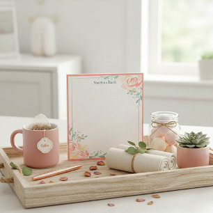 Pink roses personalised notepad
