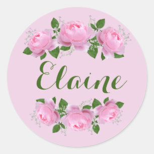 Pink Roses Personalised Sticker Envelope Seal