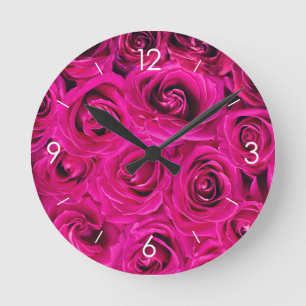 Pink Roses Personalized Round Clock