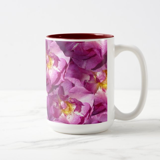 Pink Roses Photo , Floral Spring  Two-Tone Mug (Right)