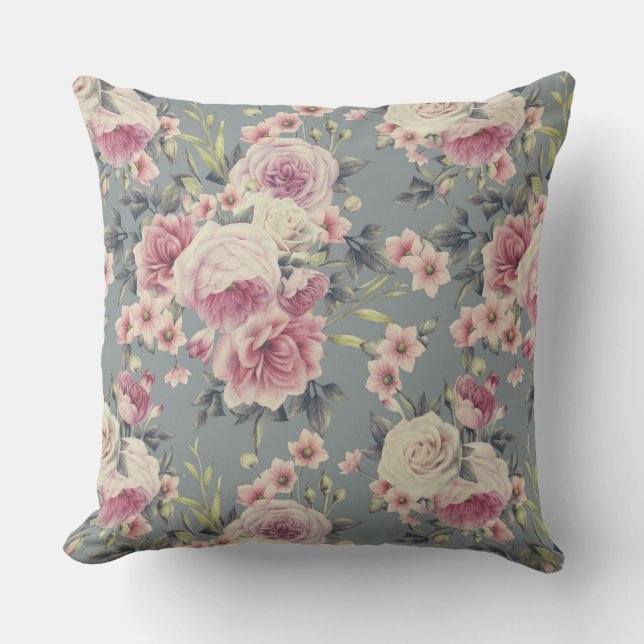 pink roses pillow (Front)