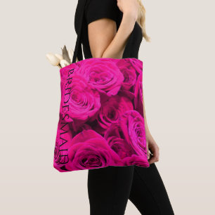 Pink Roses pink flowers pink floral Bridesmaid Tote Bag