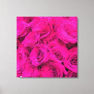 Pink roses pink flowers pink floral canvas print