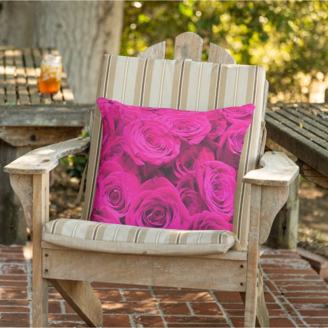 Pink roses pink flowers pink floral cushion (Chair)