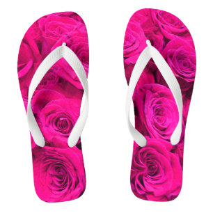 Pink Roses pink flowers pink floral Flip Flops
