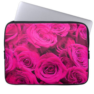 Pink roses pink flowers pink floral laptop sleeve