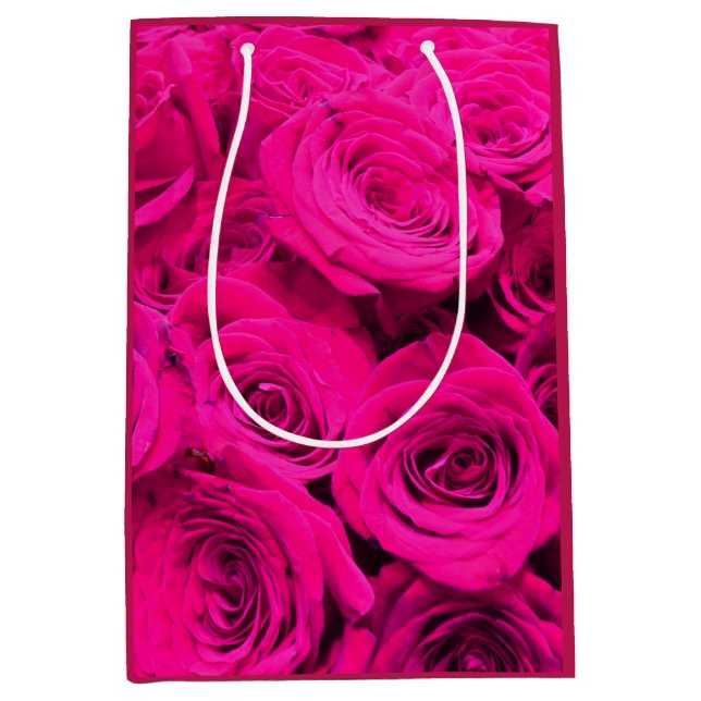 Pink Roses pink flowers pink floral Medium Gift Bag (Front)