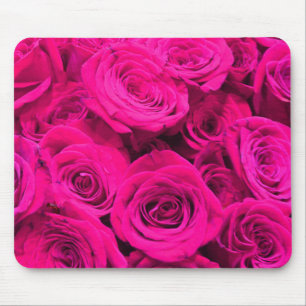 Pink roses pink flowers pink floral mouse mat