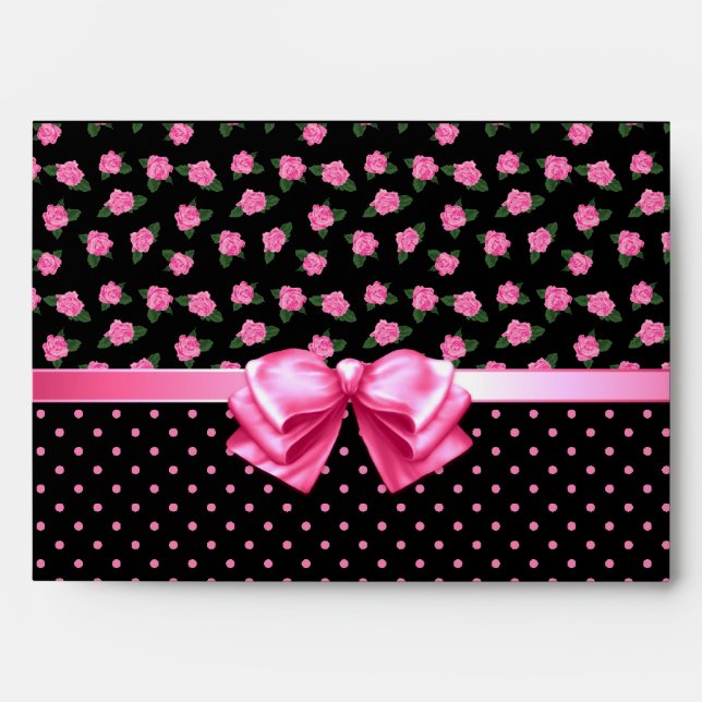 Pink Roses & Polka Dots Envelope (Front)