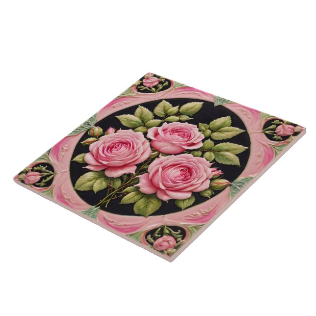 Pink Roses Popular Beautiful Collection Tile (Side)