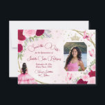 Pink Roses Princess Butterfly & Photo Quinceanera Save The Date<br><div class="desc">Let your friends and family know about your upcoming quinceanera with this beautiful save the date card. Features elegant script lettering and your photo with a bounty of pink roses,  gold glitter,  butterflies,  a tiara or crown and a princess in a fancy pink dress.</div>