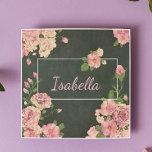 Pink Roses Print, personalised name Tile<br><div class="desc">Perfect for a girl,  baby room,  shower or party.  Easy to customise.</div>
