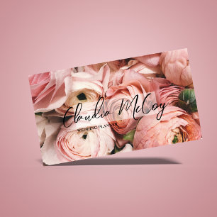 Pink Roses Professional Wedding Planner Business Card