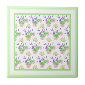 Pink Roses, Purple Lavender, Mock Orange Blossom Tile