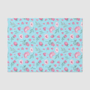 Pink Roses Romance Love Pattern Valentine's Day Tissue Paper