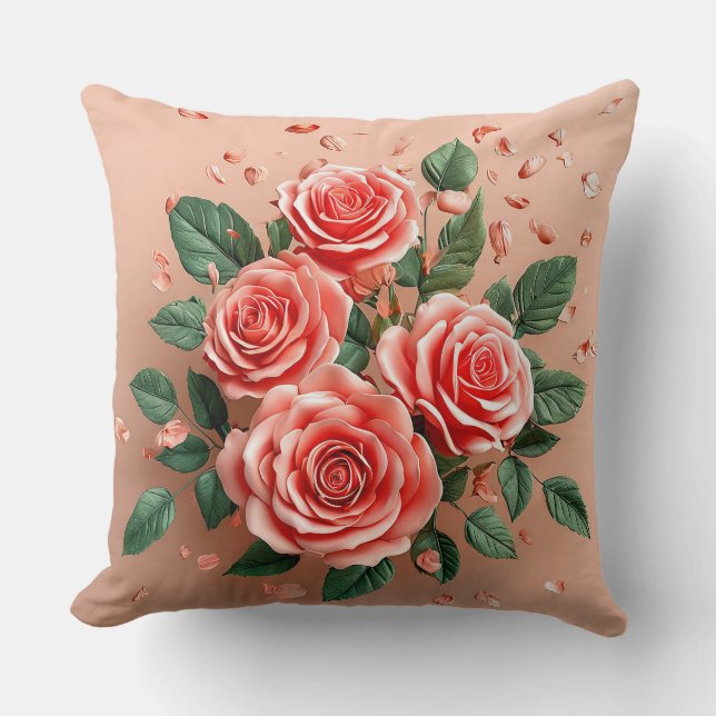 🌹 Pink Roses Room Decor Accent Gift 🌹 Cushion (Front)