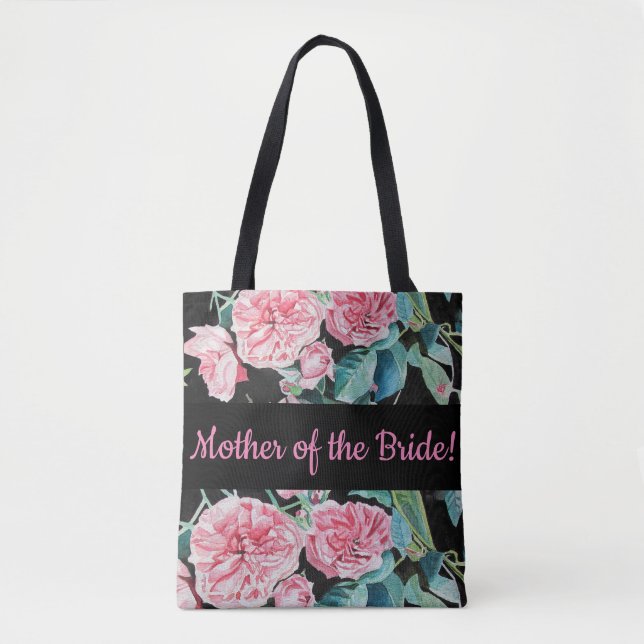 Pink Roses Rose Wedding Mother Bride Tote Bag (Front)